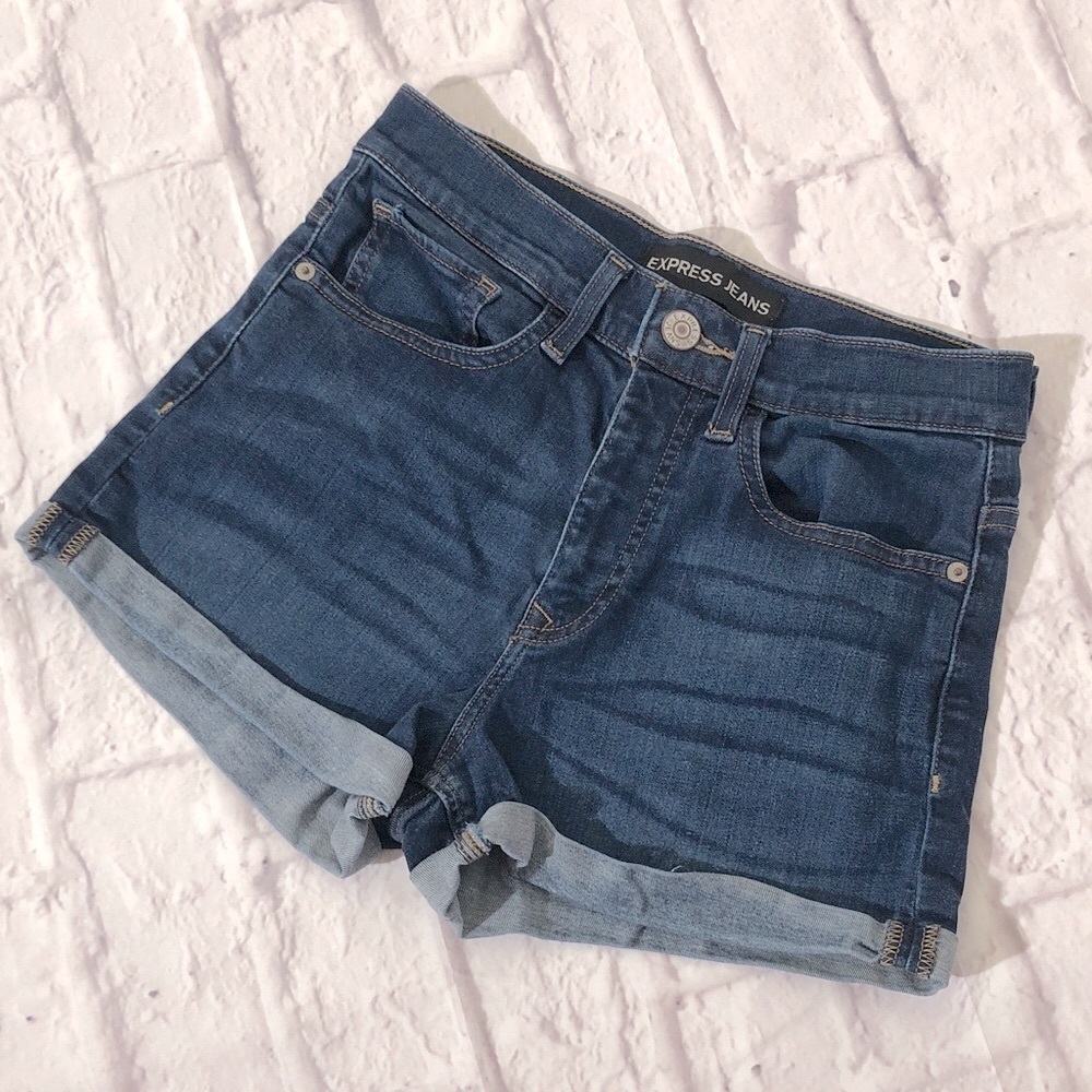 Express Dark Blue Jean Denim Shorts size 4 cotton blend NWOT